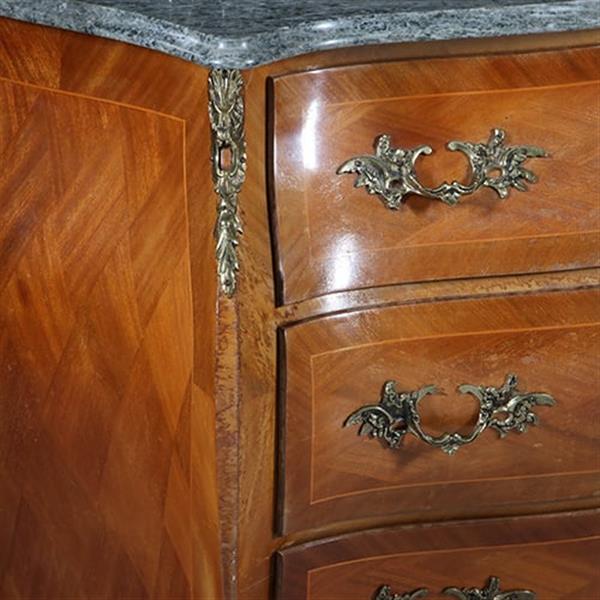 Grote foto zeer fraai gebombeerde commode met rijk inlegwerk ca 1920 rococo stijl no.941815 antiek en kunst stoelen en banken