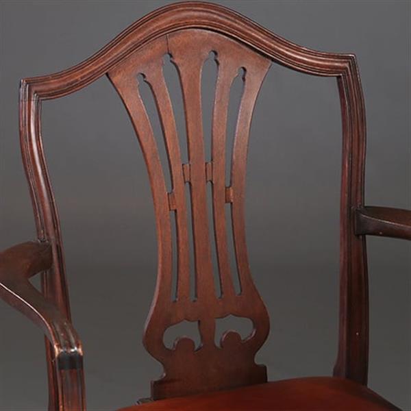 Grote foto stel van 2 armstoelen bureaustoelen met bruin leer ca 1900 georgianstijl no.941835 antiek en kunst stoelen en banken