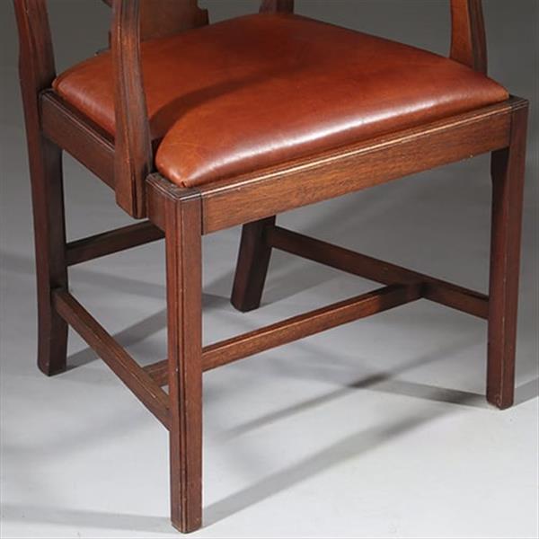 Grote foto stel van 2 armstoelen bureaustoelen met bruin leer ca 1900 georgianstijl no.941835 antiek en kunst stoelen en banken