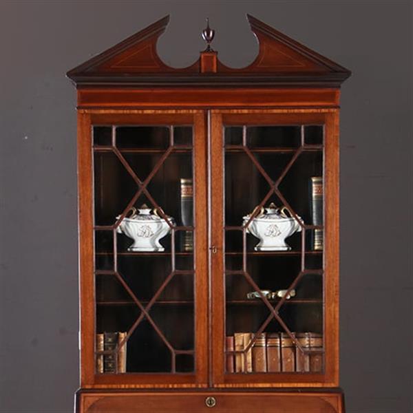 Grote foto engels georgian topbureau ca 1830 mahonie ingelegd met satijnhout no.950130 antiek en kunst overige in antiek gebruiksvoorwerpen
