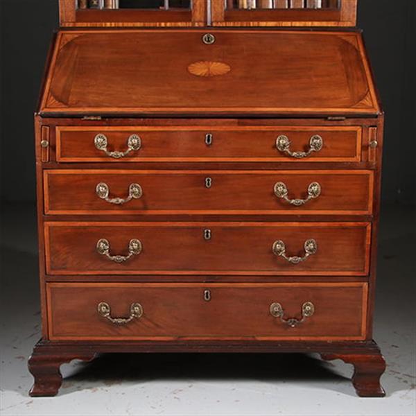 Grote foto engels georgian topbureau ca 1830 mahonie ingelegd met satijnhout no.950130 antiek en kunst overige in antiek gebruiksvoorwerpen