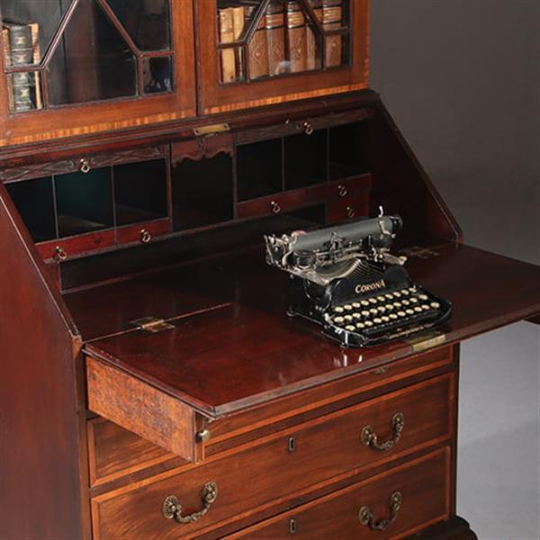 Grote foto engels georgian topbureau ca 1830 mahonie ingelegd met satijnhout no.950130 antiek en kunst overige in antiek gebruiksvoorwerpen