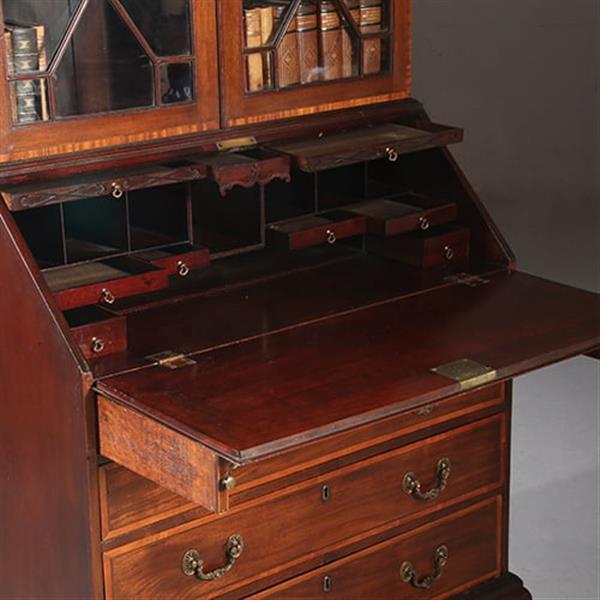 Grote foto engels georgian topbureau ca 1830 mahonie ingelegd met satijnhout no.950130 antiek en kunst overige in antiek gebruiksvoorwerpen