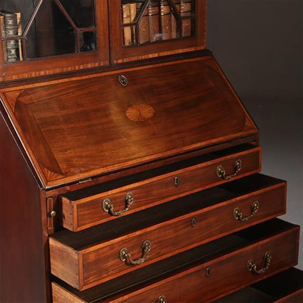 Grote foto engels georgian topbureau ca 1830 mahonie ingelegd met satijnhout no.950130 antiek en kunst overige in antiek gebruiksvoorwerpen