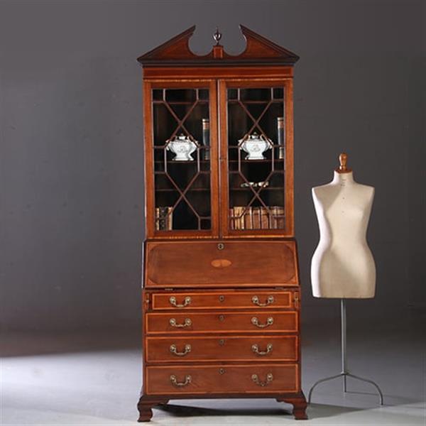Grote foto engels georgian topbureau ca 1830 mahonie ingelegd met satijnhout no.950130 antiek en kunst overige in antiek gebruiksvoorwerpen
