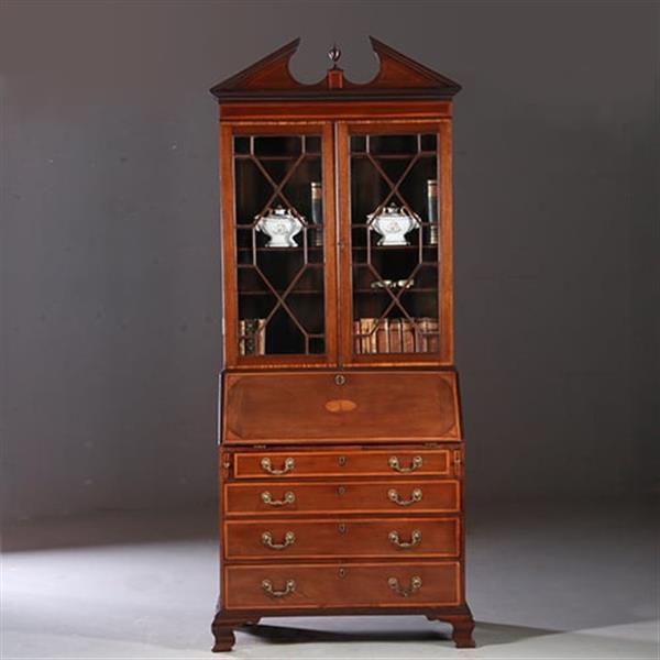 Grote foto engels georgian topbureau ca 1830 mahonie ingelegd met satijnhout no.950130 antiek en kunst overige in antiek gebruiksvoorwerpen