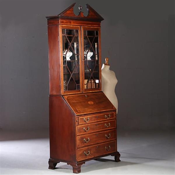 Grote foto engels georgian topbureau ca 1830 mahonie ingelegd met satijnhout no.950130 antiek en kunst overige in antiek gebruiksvoorwerpen