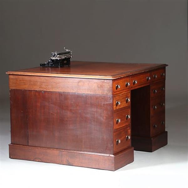 Grote foto zeer klein semipartner desk bibliotheektafel of centertable ca 1870 mahonie no.960425 antiek en kunst stoelen en banken