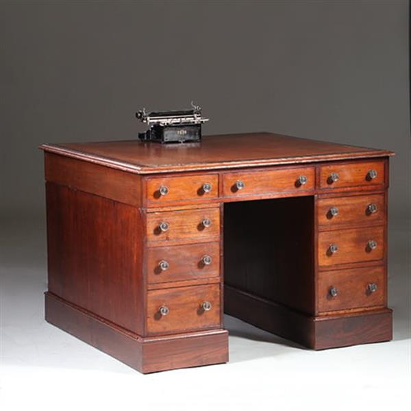 Grote foto zeer klein semipartner desk bibliotheektafel of centertable ca 1870 mahonie no.960425 antiek en kunst stoelen en banken