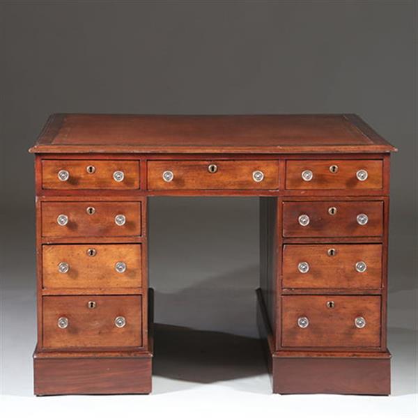 Grote foto zeer klein semipartner desk bibliotheektafel of centertable ca 1870 mahonie no.960425 antiek en kunst stoelen en banken