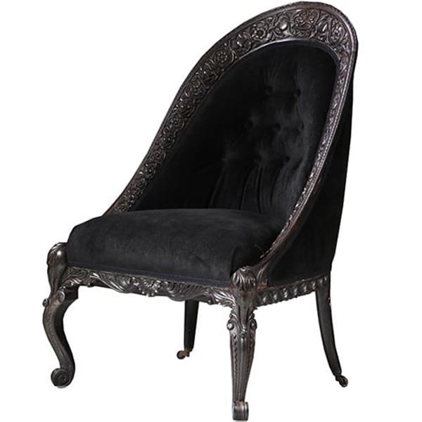 Grote foto koloniale dames zetel massief ebbenhout ca 1800 met zwarte velours en 2 olifanten kopjes no.922860 antiek en kunst stoelen en banken