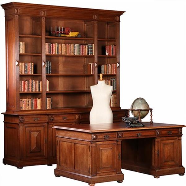 Grote foto hollandse heerenkamer neorenaissance grote boekenkast en bijbehorend partner bureau ca 1880 no.9604 antiek en kunst overige in antiek gebruiksvoorwerpen