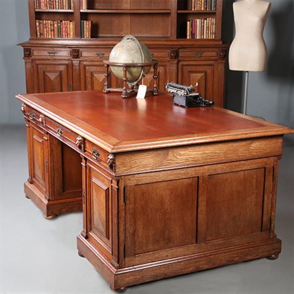 Grote foto hollandse heerenkamer neorenaissance grote boekenkast en bijbehorend partner bureau ca 1880 no.9604 antiek en kunst overige in antiek gebruiksvoorwerpen