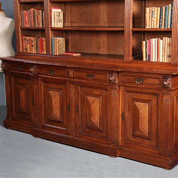 Grote foto hollandse heerenkamer neorenaissance grote boekenkast en bijbehorend partner bureau ca 1880 no.9604 antiek en kunst overige in antiek gebruiksvoorwerpen