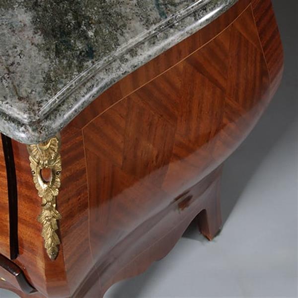 Grote foto gebombeerde commode in rococostijl ca 1920 grijs geaderd marmerblad no.962660 antiek en kunst stoelen en banken