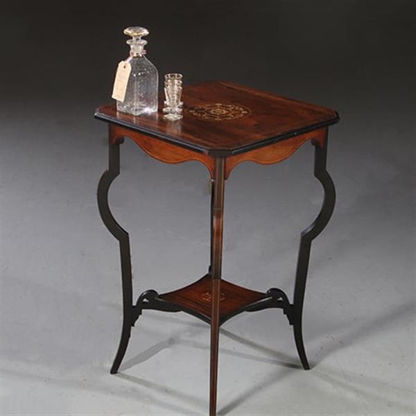 Grote foto vierkant wijntafeltje of bijzettafeltje ingelegde medaillons ca 1875 palissander no. 862460 antiek en kunst stoelen en banken