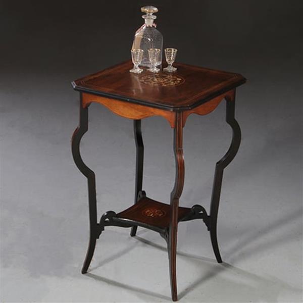 Grote foto vierkant wijntafeltje of bijzettafeltje ingelegde medaillons ca 1875 palissander no. 862460 antiek en kunst stoelen en banken