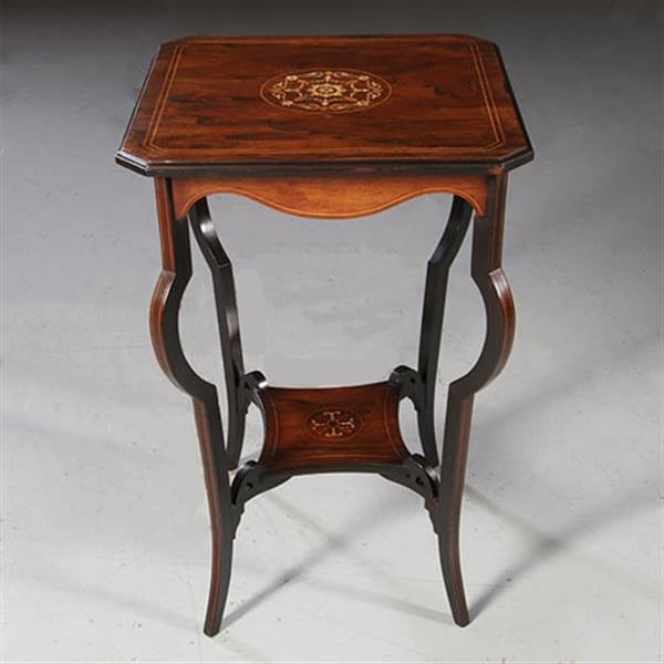 Grote foto vierkant wijntafeltje of bijzettafeltje ingelegde medaillons ca 1875 palissander no. 862460 antiek en kunst stoelen en banken