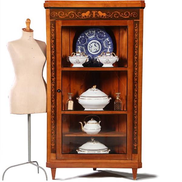 Grote foto hoekkast of hoekvitrine ca 1815 kersen berken ebben en gebruineerd kersen no.962625 antiek en kunst stoelen en banken