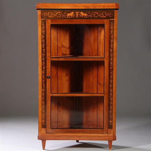 Grote foto hoekkast of hoekvitrine ca 1815 kersen berken ebben en gebruineerd kersen no.962625 antiek en kunst stoelen en banken