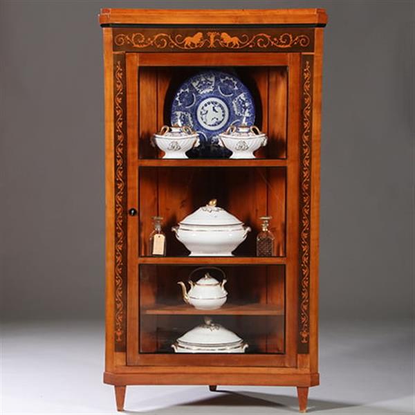 Grote foto hoekkast of hoekvitrine ca 1815 kersen berken ebben en gebruineerd kersen no.962625 antiek en kunst stoelen en banken