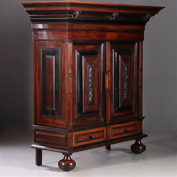 Grote foto palissander tweedeurs pilasterkast ca 1700 met veel ebben inleg no.962630 antiek en kunst stoelen en banken