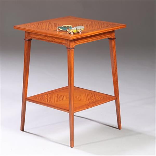 Grote foto satijnhouten bijzettafel ca 1890 met gevierendeelde bladen en ingelegde biezen no.883045 antiek en kunst stoelen en banken