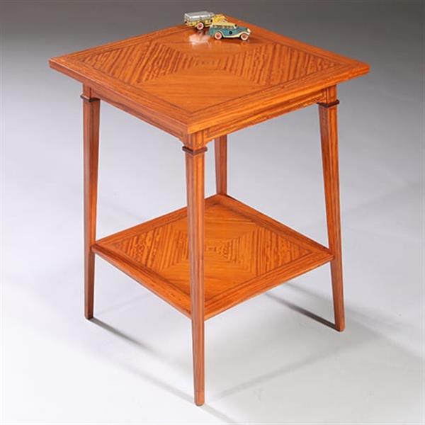 Grote foto satijnhouten bijzettafel ca 1890 met gevierendeelde bladen en ingelegde biezen no.883045 antiek en kunst stoelen en banken