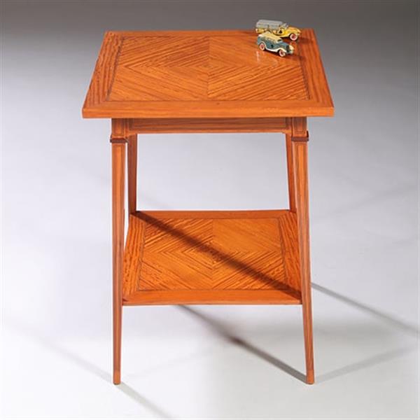 Grote foto satijnhouten bijzettafel ca 1890 met gevierendeelde bladen en ingelegde biezen no.883045 antiek en kunst stoelen en banken