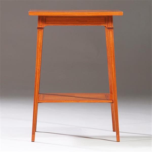 Grote foto satijnhouten bijzettafel ca 1890 met gevierendeelde bladen en ingelegde biezen no.883045 antiek en kunst stoelen en banken