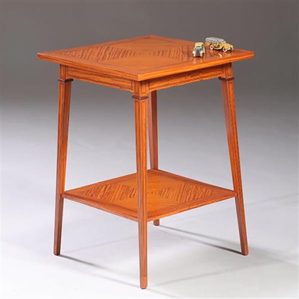 Grote foto satijnhouten bijzettafel ca 1890 met gevierendeelde bladen en ingelegde biezen no.883045 antiek en kunst stoelen en banken