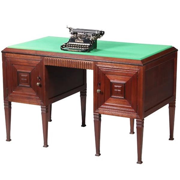 Grote foto art deco bureau schrijftafel in mahonie met groen schrijfblad ca 1915 laden achter deurtjes no.9626 antiek en kunst overige in antiek gebruiksvoorwerpen