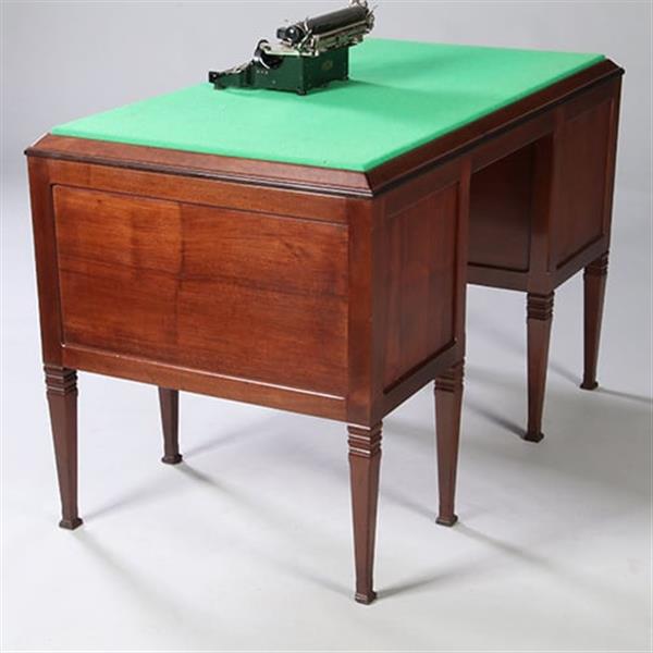Grote foto art deco bureau schrijftafel in mahonie met groen schrijfblad ca 1915 laden achter deurtjes no.9626 antiek en kunst overige in antiek gebruiksvoorwerpen