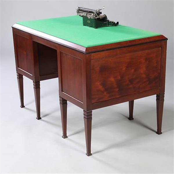 Grote foto art deco bureau schrijftafel in mahonie met groen schrijfblad ca 1915 laden achter deurtjes no.9626 antiek en kunst overige in antiek gebruiksvoorwerpen