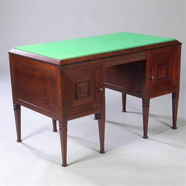Grote foto art deco bureau schrijftafel in mahonie met groen schrijfblad ca 1915 laden achter deurtjes no.9626 antiek en kunst overige in antiek gebruiksvoorwerpen