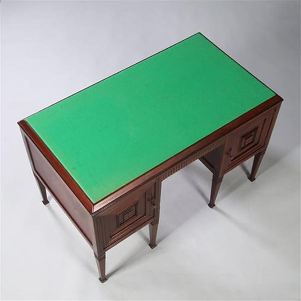 Grote foto art deco bureau schrijftafel in mahonie met groen schrijfblad ca 1915 laden achter deurtjes no.9626 antiek en kunst overige in antiek gebruiksvoorwerpen