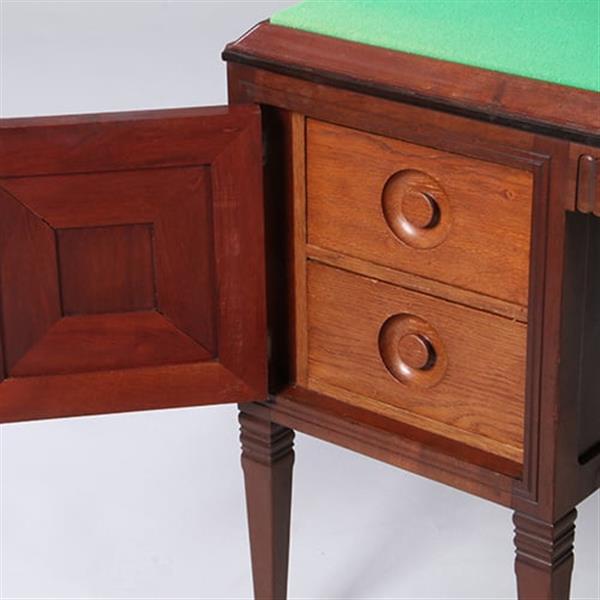 Grote foto art deco bureau schrijftafel in mahonie met groen schrijfblad ca 1915 laden achter deurtjes no.9626 antiek en kunst overige in antiek gebruiksvoorwerpen