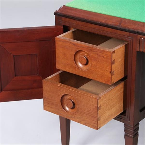 Grote foto art deco bureau schrijftafel in mahonie met groen schrijfblad ca 1915 laden achter deurtjes no.9626 antiek en kunst overige in antiek gebruiksvoorwerpen