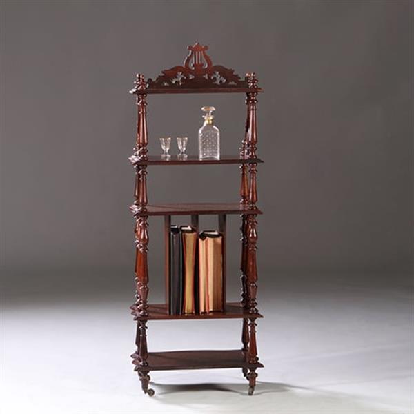 Grote foto uit een muziekkamer massief palissander whatnot etagier ca 1865 met gestoken lier in de kroon antiek en kunst stoelen en banken