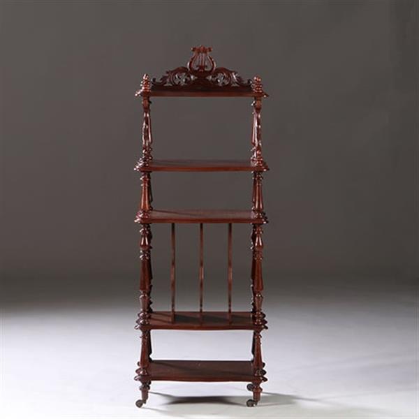 Grote foto uit een muziekkamer massief palissander whatnot etagier ca 1865 met gestoken lier in de kroon antiek en kunst stoelen en banken