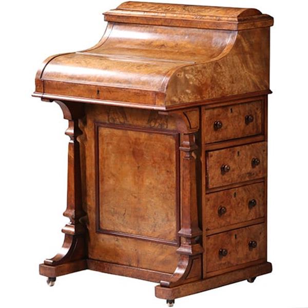 Grote foto blond wortelnoten davenport secretaire met geheime harlequin of pop up postvakjes ca 1845 no.982255 antiek en kunst overige in antiek gebruiksvoorwerpen