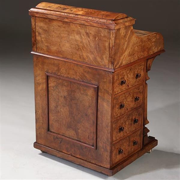 Grote foto blond wortelnoten davenport secretaire met geheime harlequin of pop up postvakjes ca 1845 no.982255 antiek en kunst overige in antiek gebruiksvoorwerpen