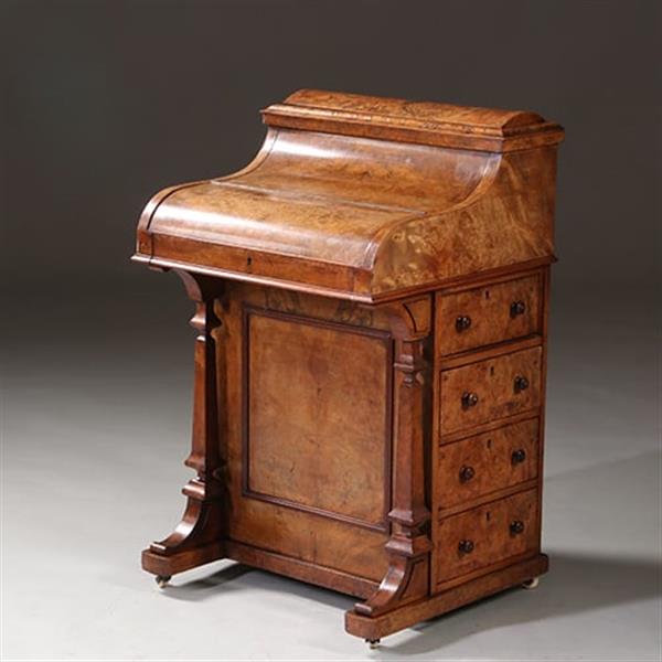 Grote foto blond wortelnoten davenport secretaire met geheime harlequin of pop up postvakjes ca 1845 no.982255 antiek en kunst overige in antiek gebruiksvoorwerpen