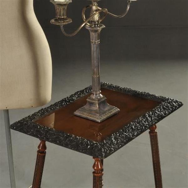 Grote foto wonderlijke bijzettafel met 2 bladen met reli flijstwerk 1870 1890 no.993904 antiek en kunst stoelen en banken