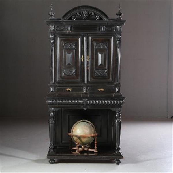 Grote foto monumentaal rariteitenkabinet of drankenkastje ca 1875 hollands zwart gepolitoerd no.990951 antiek en kunst stoelen en banken