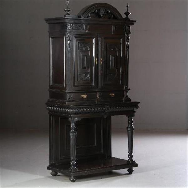 Grote foto monumentaal rariteitenkabinet of drankenkastje ca 1875 hollands zwart gepolitoerd no.990951 antiek en kunst stoelen en banken