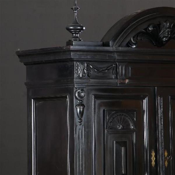 Grote foto monumentaal rariteitenkabinet of drankenkastje ca 1875 hollands zwart gepolitoerd no.990951 antiek en kunst stoelen en banken