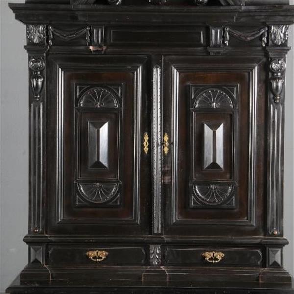 Grote foto monumentaal rariteitenkabinet of drankenkastje ca 1875 hollands zwart gepolitoerd no.990951 antiek en kunst stoelen en banken