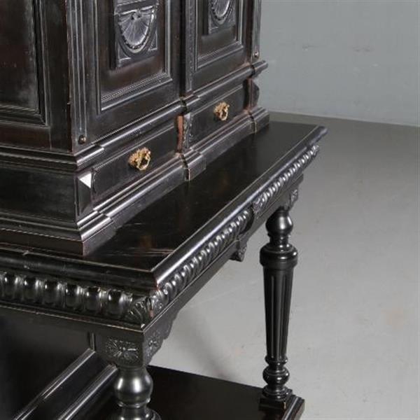 Grote foto monumentaal rariteitenkabinet of drankenkastje ca 1875 hollands zwart gepolitoerd no.990951 antiek en kunst stoelen en banken