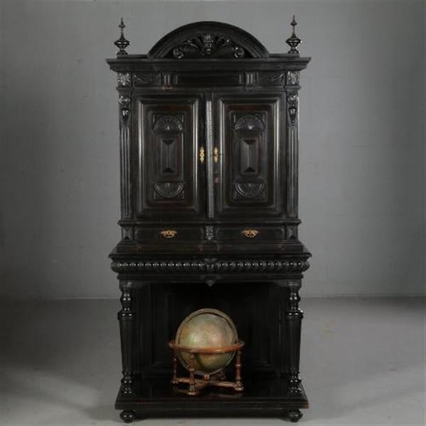 Grote foto monumentaal rariteitenkabinet of drankenkastje ca 1875 hollands zwart gepolitoerd no.990951 antiek en kunst stoelen en banken